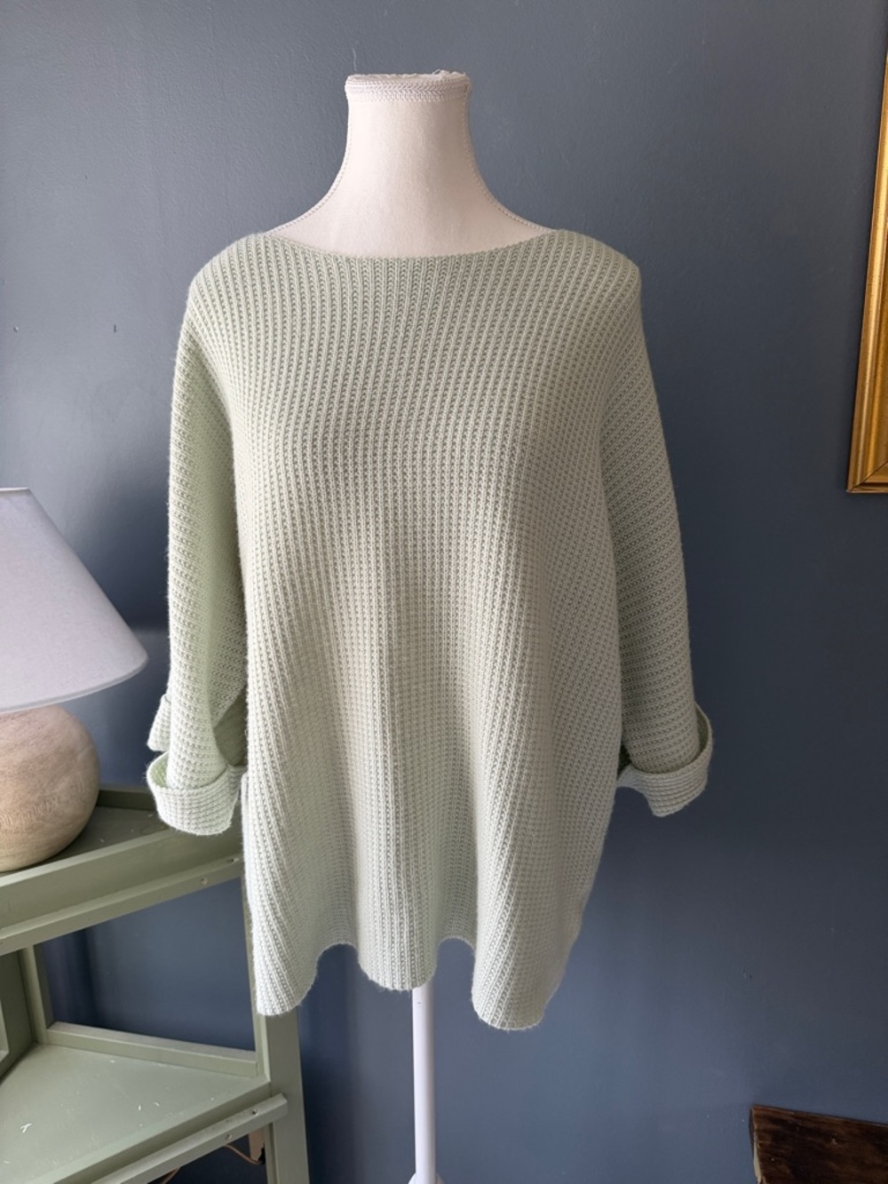 ANDREE BY UNIT Mint Waffle-Knit Crewneck Sweater